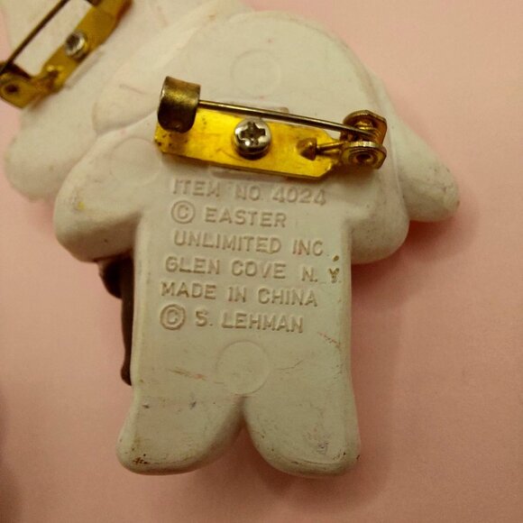 Vintage Easter Bunny Brooch Pins Set Of 3 By Easter Unlimited Inc. Spring - Picture 3 of 8